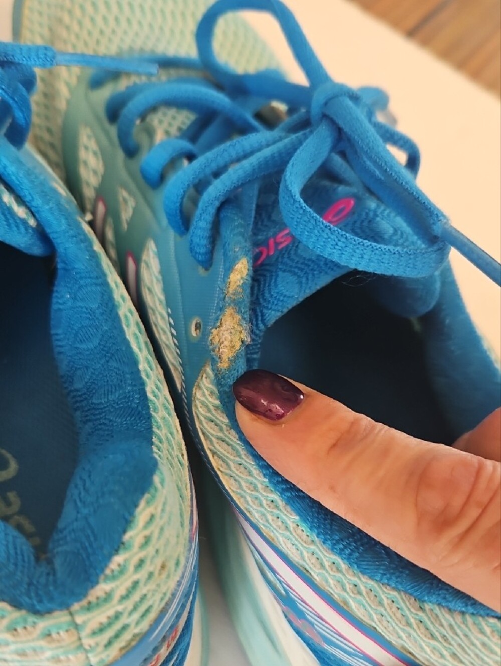 Asics Turquoise Blue Athletic Running Shoes with Pink Accents - Picture 8 of 10